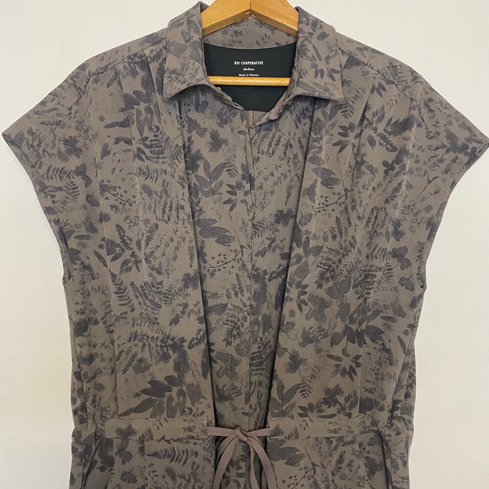 REI Cooperative Womens Active Travel Office Shirt Dress Botanical Print Medium - Picture 2 of 15